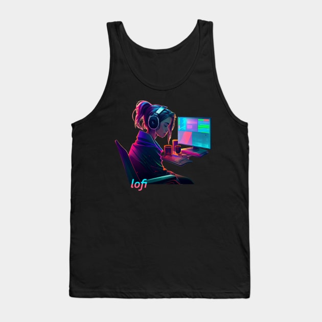 Anime Girl - Lofi Music Tank Top by TriHarder12